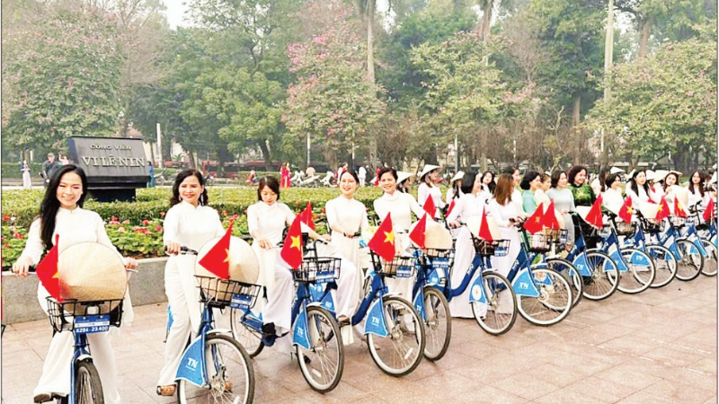 Xe đạp cho thuê của Công ty Trí Nam ở Hà Nội.