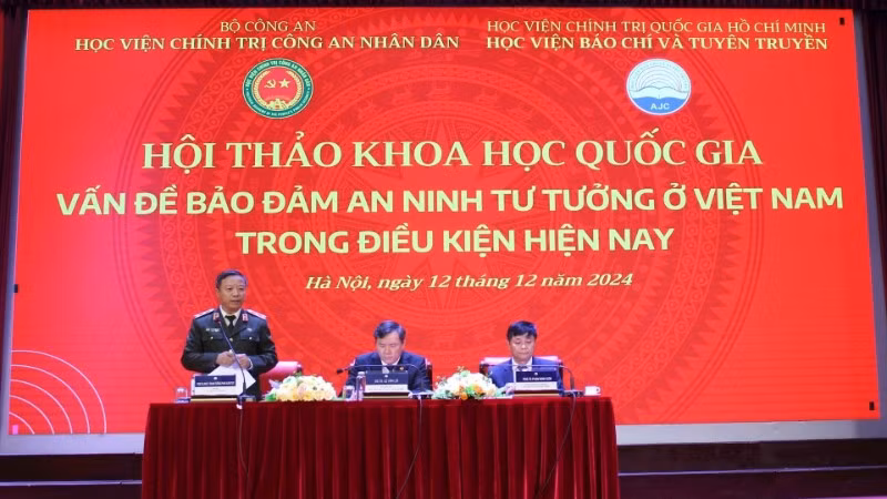 Hội thảo khoa học quốc gia với chủ đề “Vấn đề bảo đảm an ninh tư tưởng ở Việt Nam trong điều kiện hiện nay”. (Ảnh: Ban tổ chức)