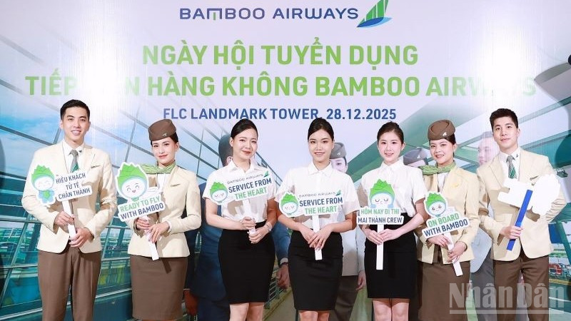 Hãng hàng không Bamboo Airways dự kiến triển khai kế hoạch tuyển dụng và đào tạo 1.000 tiếp viên hàng không trong năm 2026.