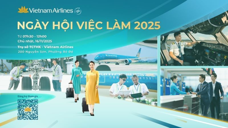 Ngày 16/11 tới, tại trụ sở 200 Nguyễn Sơn (Bồ Đề, Hà Nội), Vietnam Airlines tổ chức Ngày hội việc làm, sự kiện hướng nghiệp lớn nhất từ trước đến nay.