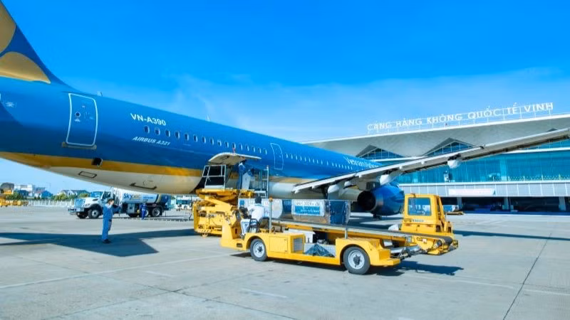 Tàu bay Vietnam Airlines khai thác tại sân bay Vinh.