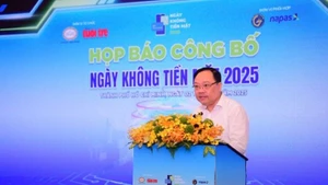 Ông Phạm Anh Tuấn - Vụ trưởng Vụ Thanh toán Ngân hàng Nhà nước phát biểu tại họp báo Chương trình Ngày không tiền mặt 2025 chủ đề "Thanh toán không tiền mặt thúc đẩy kinh tế số".