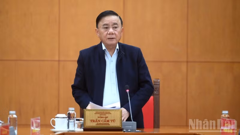 Đồng chí Trần Cẩm Tú, Ủy viên Bộ Chính trị, Thường trực Ban Bí thư. (Ảnh: DUY LINH)