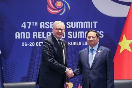 Thủ tướng Chính phủ Phạm Minh Chính và Thủ tướng Australia Anthony Albanese. (Ảnh: VGP/Nhật Bắc)