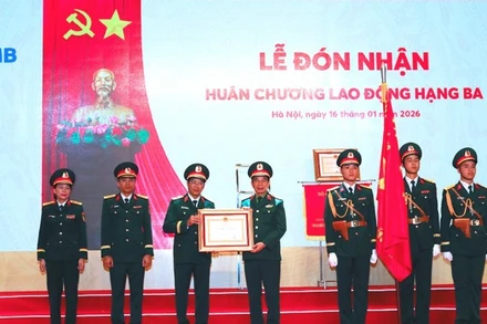 Đại tướng Phan Văn Giang trao Huân chương Lao động hạng Ba tặng MB. (Ảnh: mod.gov.vn)