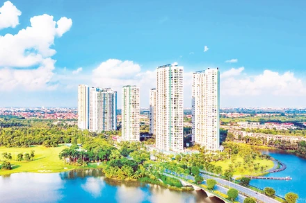 Một khu đô thị được xây dựng theo hướng phát triển xanh, chú trọng không gian sinh hoạt cộng đồng.