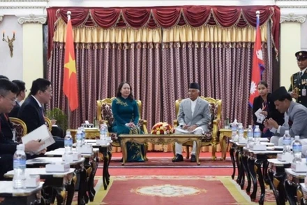 Phó Chủ tịch nước Võ Thị Ánh Xuân hội kiến Tổng thống Nepal Ram Chandra Poudel. (Ảnh: Bộ Ngoại giao)
