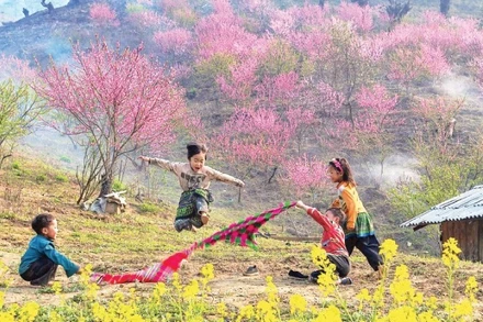 Sắc xuân vùng cao. (Ảnh: DƯƠNG TOẢN)