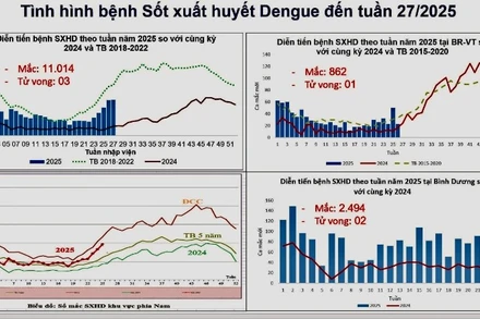 Thống kê diễn biến ca mắc sốt xuất huyết tại Thành phố Hồ Chí Minh.