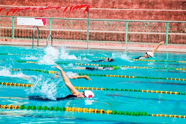 Thi đấu môn bơi tại Đại hội TDTT tỉnh lần thứ X. Ảnh: Báo Thanh Hóa