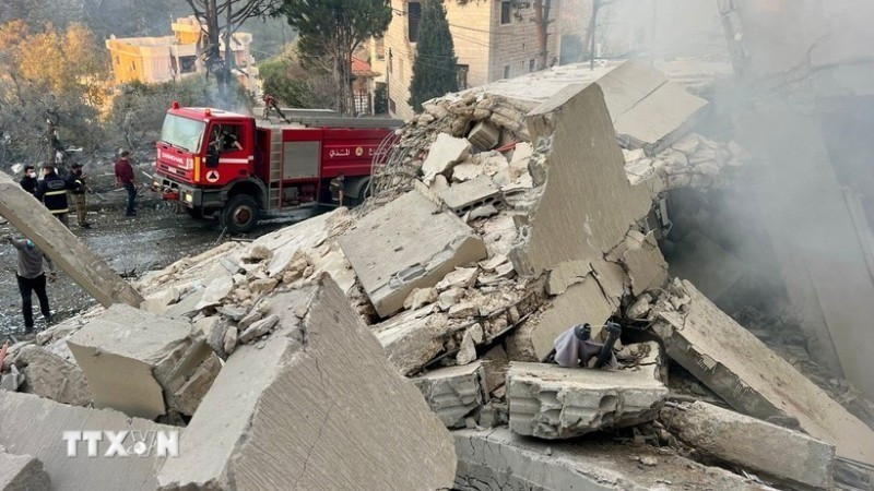 Ngôi nhà bị phá hủy sau cuộc không kích của Israel xuống Jbaa, miền Nam Lebanon ngày 4/12/2025. (Ảnh: THX/TTXVN)