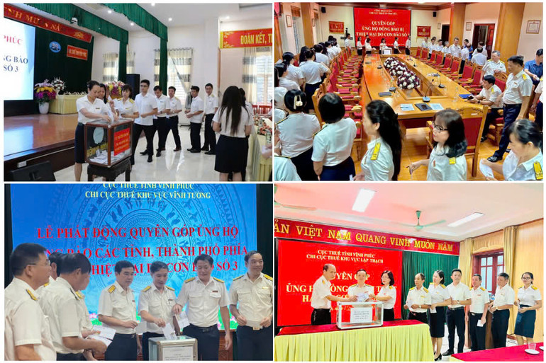 Công chức, người lao động Cục Thuế tỉnh Vĩnh Phúc hưởng ứng Lễ phát động ủng hộ đồng bào bị thiệt hại do bão số 3