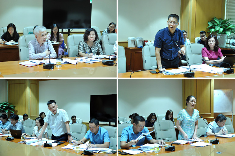 Đại diện các đơn vị nghiệp vụ thuộc Tổng cục Thuế báo cáo tại hội nghị