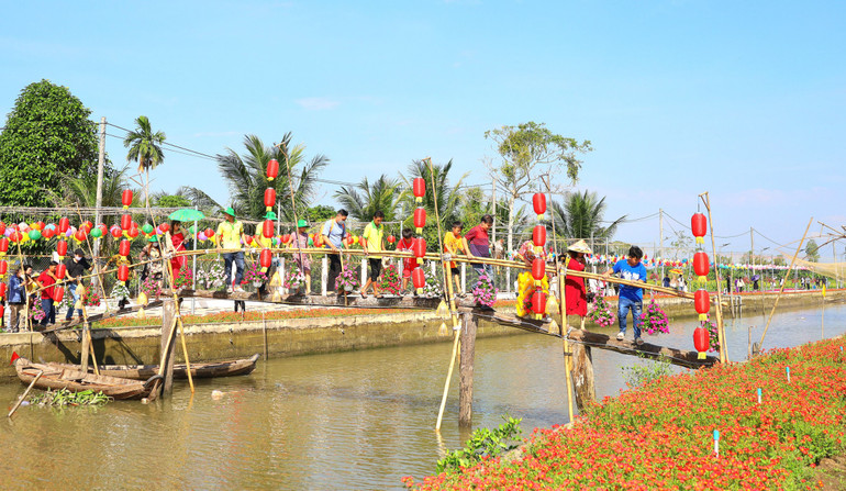 Du khách trải nghiệm cầu khỉ. Du khách trải nghiệm cầu khỉ.