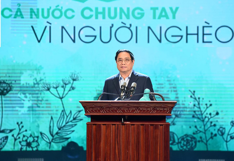 Thủ tướng Phạm Minh Chính phát biểu, vận động ủng hộ giúp đỡ người nghèo nhân Tháng cao điểm "Vì người nghèo" năm 2022.