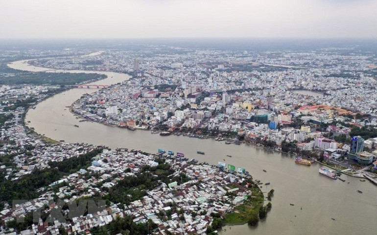 Thành phố Cần Thơ nhìn từ trên cao. (Ảnh: TTXVN) Thành phố Cần Thơ nhìn từ trên cao. (Ảnh: TTXVN)