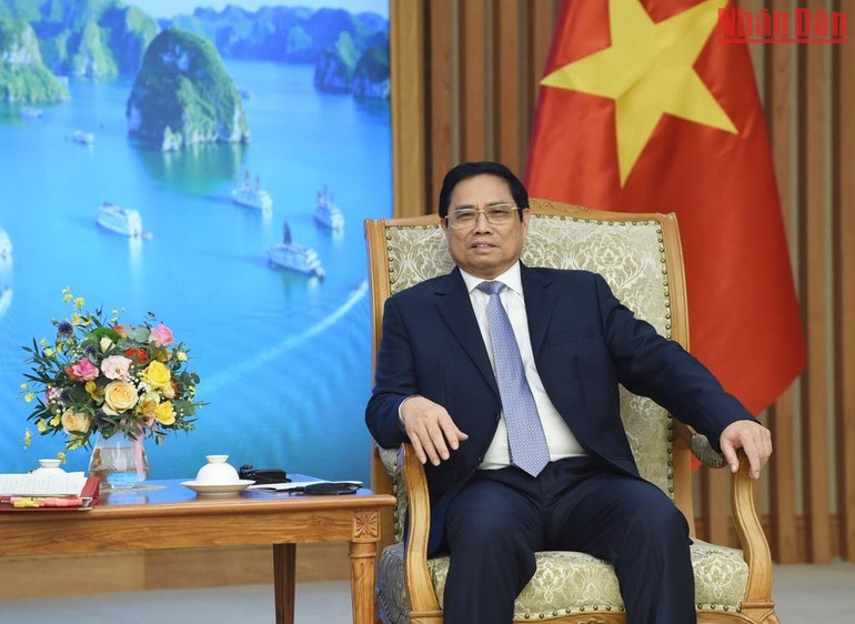 Thủ tướng Phạm Minh Chính phát biểu tại buổi tiếp.