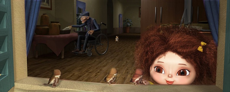 Cảnh phim “Cô bé tóc xù”.