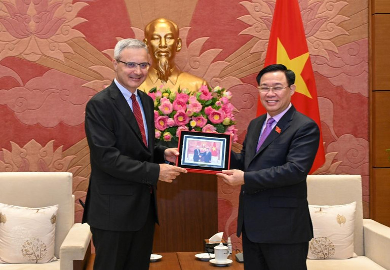 [Ảnh] Chủ tịch Quốc hội Vương Đình Huệ tiếp Đại sứ Pháp tại Việt Nam ảnh 7