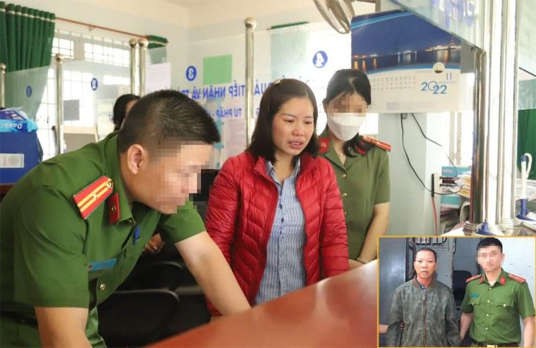 Cơ quan điều tra khám xét nơi làm việc của bị can Huyền và thực hiện lệnh tạm giam Trần Văn Định (ảnh nhỏ).