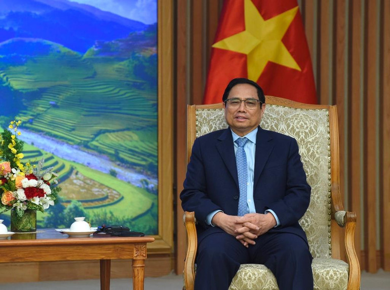 Thủ tướng Phạm Minh Chính phát biểu tại buổi tiếp.