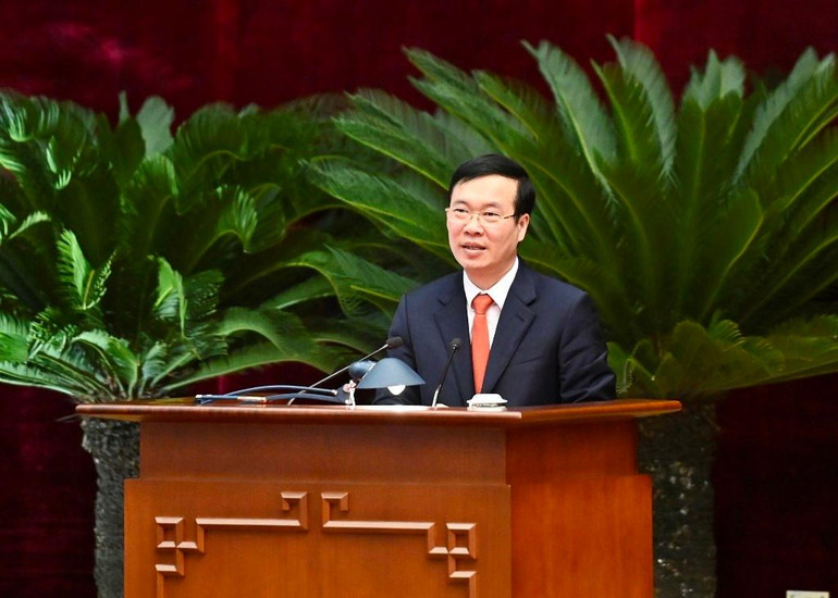 Thường trực Ban Bí thư Võ Văn Thưởng phát biểu tại hội nghị.