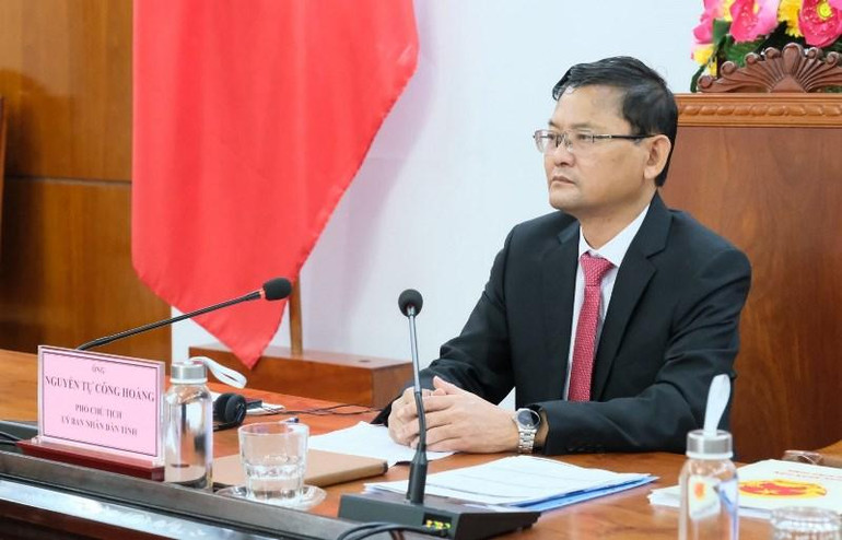 Phó Chủ tịch Ủy ban nhân dân tỉnh Bình Định Nguyễn Tự Công Hoàng phát biểu ý kiến tại hội nghị.