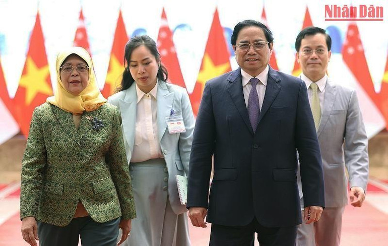 [Ảnh] Thủ tướng Phạm Minh Chính tiếp Tổng thống Cộng hòa Singapore Halimah Yacob ảnh 10