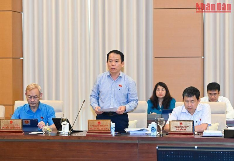 Chủ nhiệm Ủy ban Pháp luật Hoàng Thanh Tùng trình bày báo cáo thẩm tra. (Ảnh: Duy Linh)