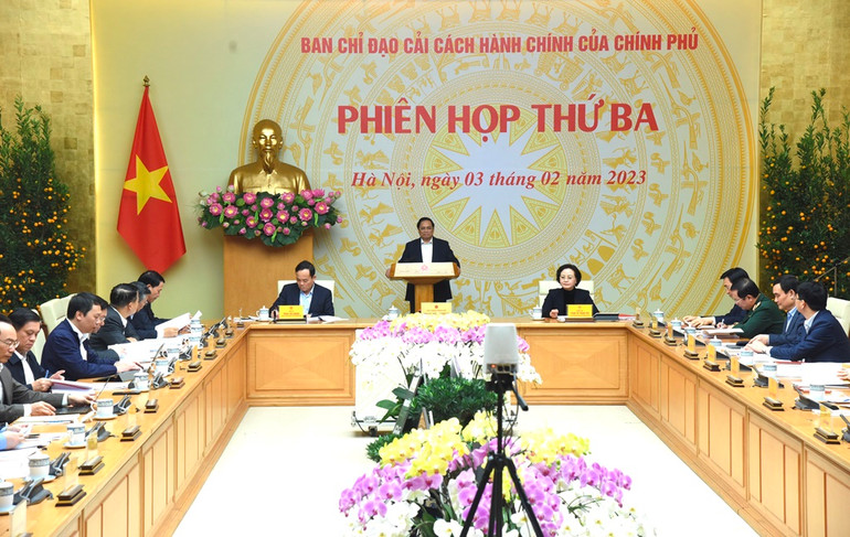 Thủ tướng Phạm Minh Chính chủ trì phiên họp trực tuyến tại điểm cầu Văn phòng Chính phủ.