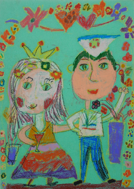 Tác phẩm “Đám cưới chú bộ đội” của tác giả Trần Yến Nhi, Trường Tiểu học Trần Nhật Duật, Hà Nội.