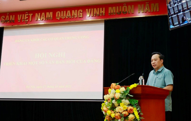 Phó Bí thư Đảng ủy Khối Đỗ Việt Hà khái quát những nội dung cốt lõi trong Quy định số 123. Phó Bí thư Đảng ủy Khối Đỗ Việt Hà khái quát những nội dung cốt lõi trong Quy định số 123.