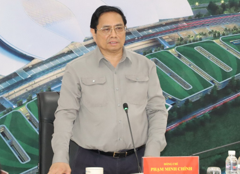 Thủ tướng Phạm Minh Chính phát biểu trong buổi làm việc với lãnh đạo Tổng công ty Cảng hàng không Việt Nam, tỉnh Đồng Nai về việc tháo gỡ khó khăn, đẩy nhanh tiến độ triển khai thực hiện Dự án đầu tư xây dựng sân bay Long Thành.