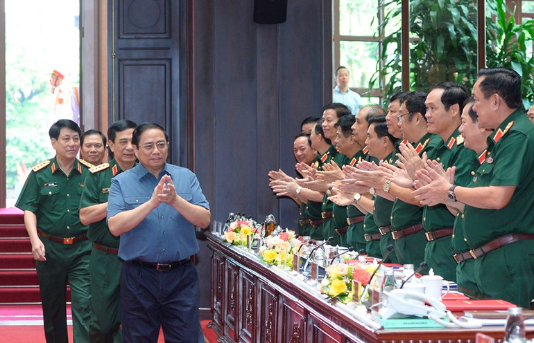 Thủ tướng Phạm Minh Chính dự Hội nghị Quân chính toàn quân 6 tháng đầu năm 2023.