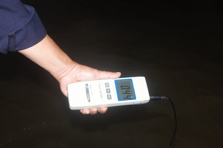 Độ mặn đo được cách miệng cống Xuân Hòa khoảng 200m.