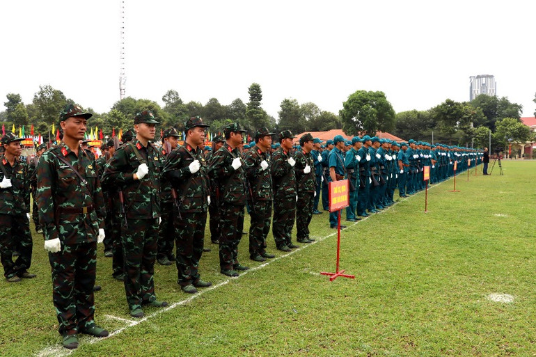 Quang cảnh lễ ra quân huấn luyện của lực lượng vũ trang tỉnh Đồng Nai năm 2023.