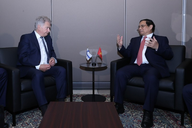 Thủ tướng Chính phủ Phạm Minh Chính gặp Tổng thống Phần Lan Sauli Ninisto.