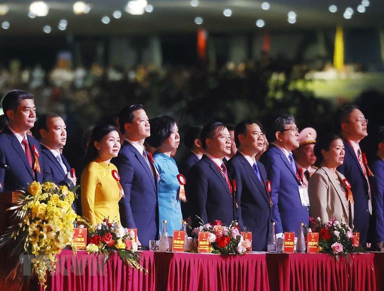 Các đại biểu dự Lễ kỷ niệm 60 năm Ngày thành lập tỉnh Quảng Ninh (30/10/1963-30/10/2023). (Ảnh: Thống Nhất/TXVN)