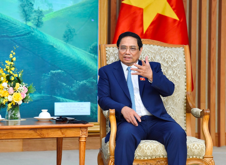 Thủ tướng Phạm Minh Chính phát biểu tại buổi tiếp bà Emily Blanchard.