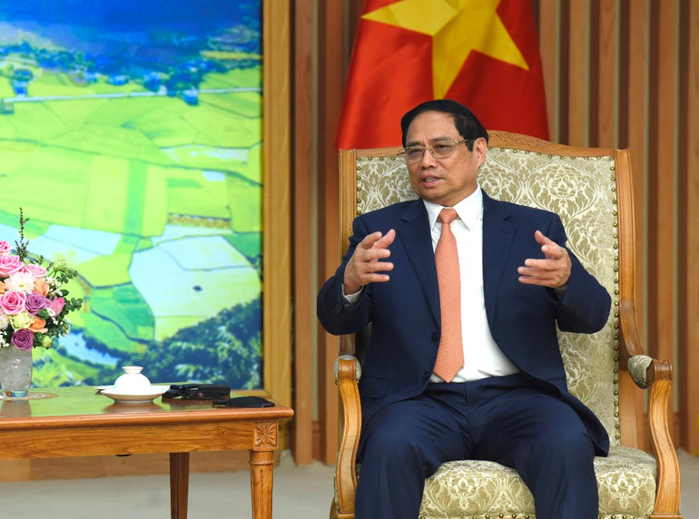 Thủ tướng Phạm Minh Chính phát biểu tại buổi tiếp Bộ trưởng Ngoại giao Philippines Enrique Manalo.