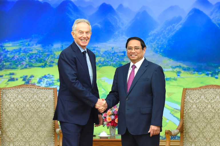 Thủ tướng Phạm Minh Chính tiếp ông Tony Blair, cựu Thủ tướng Anh, Chủ tịch điều hành Viện Tony Blair vì sự thay đổi toàn cầu.