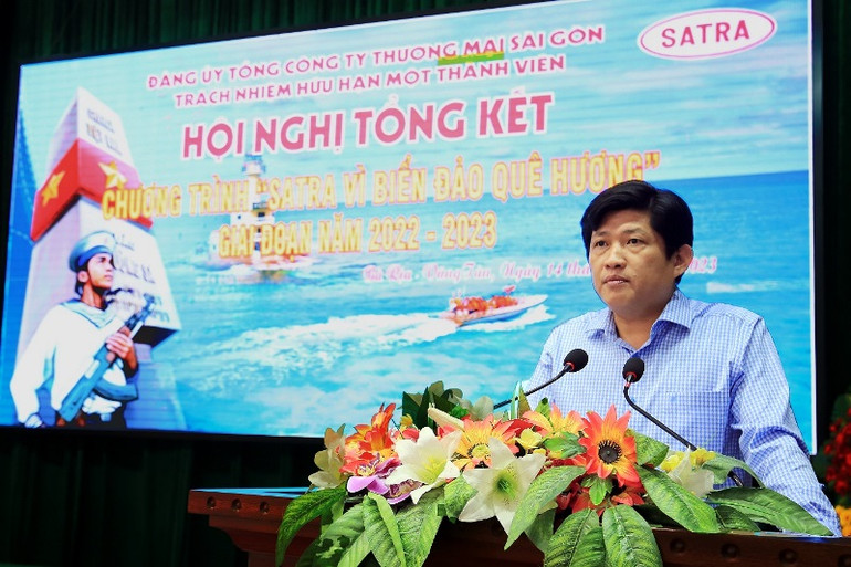 Bí thư Đảng ủy, Chủ tịch Hội đồng thành viên SATRA Nguyễn Hữu Nghĩa phát động Chương trình “SATRA vì biển đảo quê hương” năm 2023-2024. (Ảnh: SATRA) Bí thư Đảng ủy, Chủ tịch Hội đồng thành viên SATRA Nguyễn Hữu Nghĩa phát động Chương trình “SATRA vì biển đảo quê hương” năm 2023-2024. (Ảnh: SATRA)