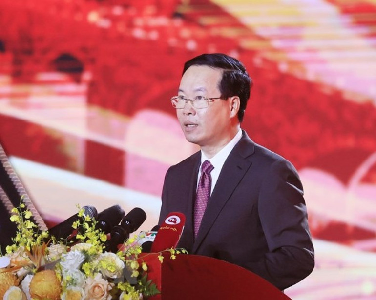 Chủ tịch nước Võ Văn Thưởng phát biểu tại Lễ kỷ niệm. (Ảnh: Thống Nhất/TTXVN) Chủ tịch nước Võ Văn Thưởng phát biểu tại Lễ kỷ niệm. (Ảnh: Thống Nhất/TTXVN)