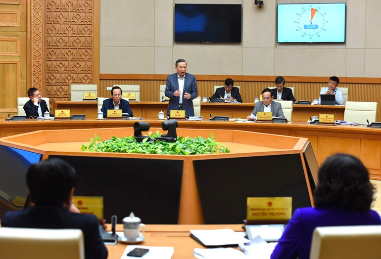 Bộ trưởng Công an Tô Lâm phát biểu.