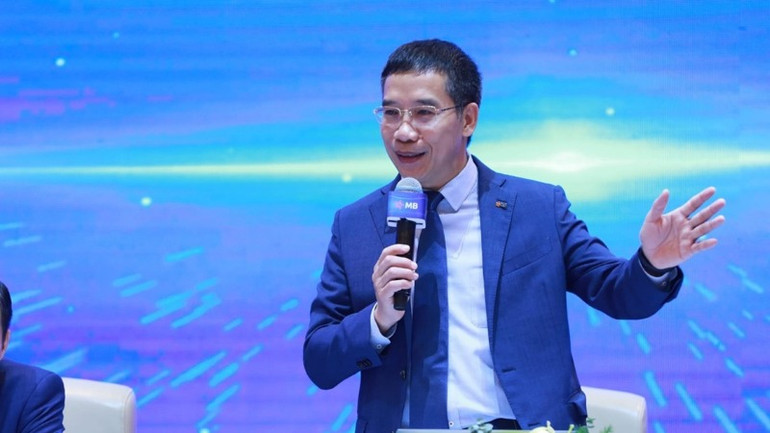 Ông Lưu Trung Thái, Chủ tịch Hội đồng quản trị MB phát biểu tại Đại hội cổ đông năm 2025.