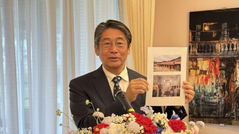 Đại sứ Nhật Bản tại Việt Nam Ito Naoki phát biểu tại lễ ký kết hợp đồng viện trợ dự án. (Ảnh: Đại sứ quán Nhật Bản tại Việt Nam/TTXVN)