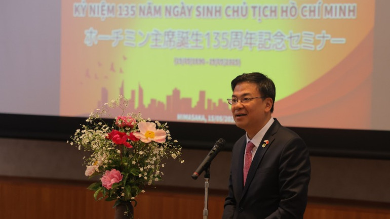 Đại sứ Việt Nam tại Nhật Bản Phạm Quang Hiệu phát biểu khai mạc Hội thảo. (Ảnh: MY LÊ)