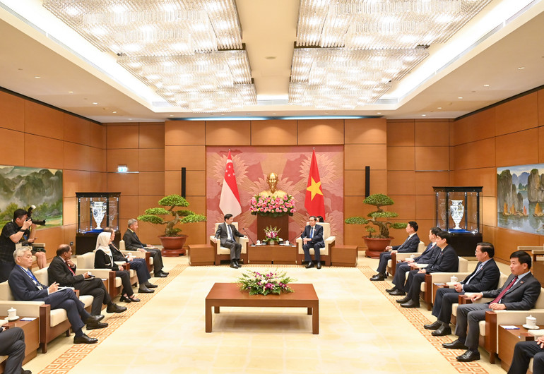 Quang cảnh buổi hội kiến tại Nhà Quốc hội. (Ảnh Duy Linh)