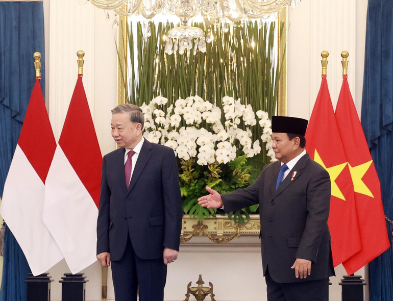 Lễ đón Tổng Bí thư Tô Lâm và Phu nhân tại Phủ Tổng thống. Ảnh: Thống Nhất/TTXVN