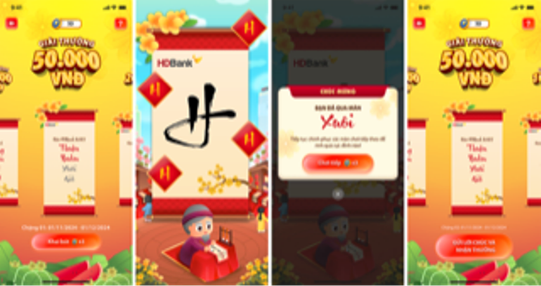 Trên hành trình du Xuân ngắm mai đào nở trên app HDBank, khách hàng sẽ nhận được những lời chúc ý nghĩa từ Ông Đồ cùng cơ hội lãnh tiền thưởng “ting ting” ngay vào tài khoản.